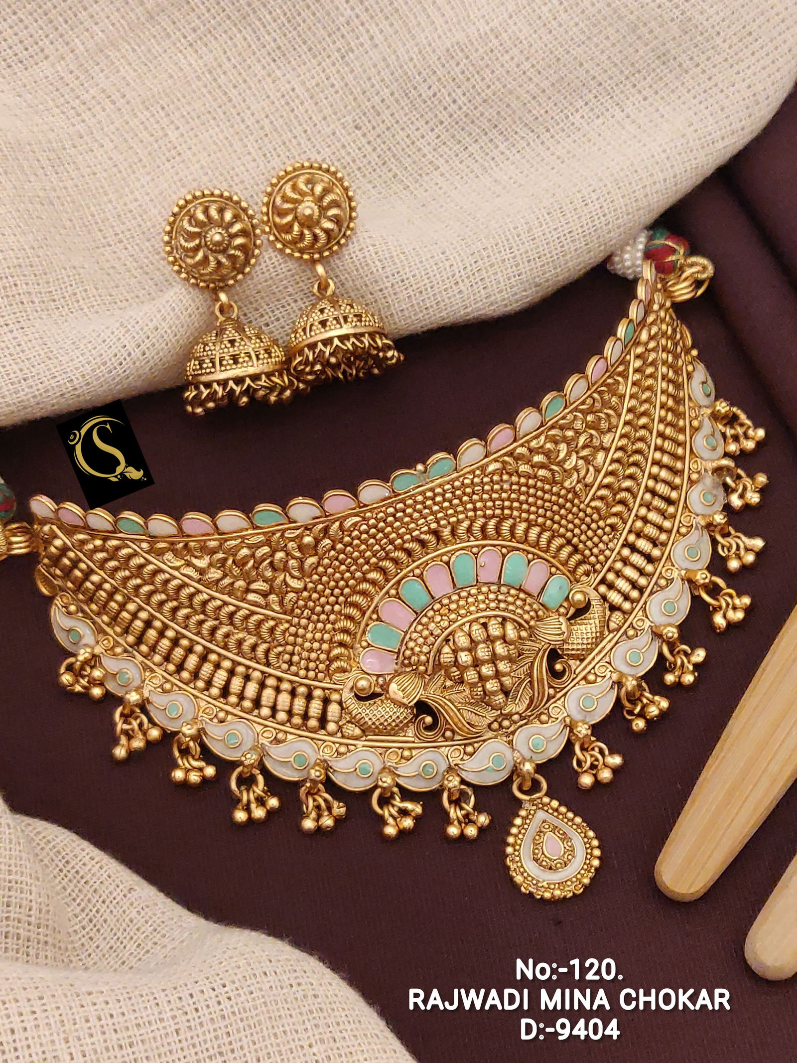 Brass High Gold Rajwadi Mina Chokar Set Wholesale Shop In Surat